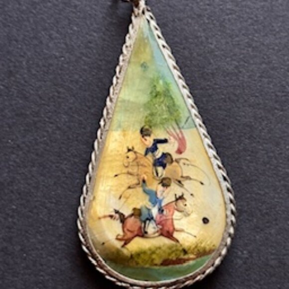 Vintage Mid-Century Persian Miniature Pendant - Picture 2 of 2